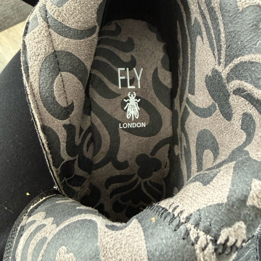 Fly London Grey and Black Suede Heeled Boots. - Picture 8 of 8